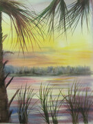 Golden Sunset Watercolor